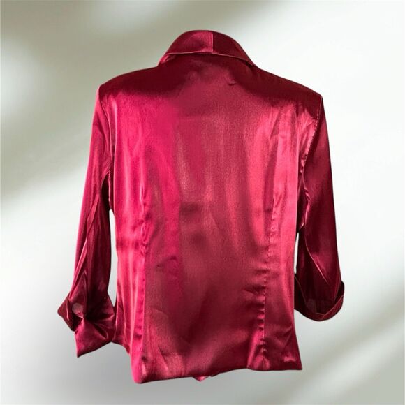 Dressbarn Collection Satin Top 2 Pc Ruby Red Jacket With Shell NEW - Picture 3 of 12